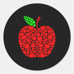 Cute Heart Apple Red Men Women Funny Valentine Gif Classic Round Sticker