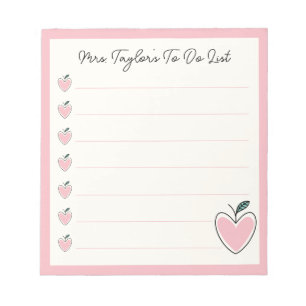Cute Heart Apple Teacher To Do List Valentine Gift Notepad