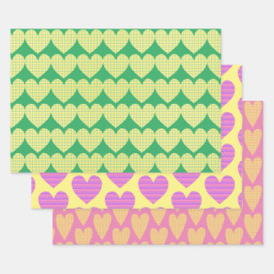 Cute Heart Art Retro Style Love  Wrapping Paper Sheet