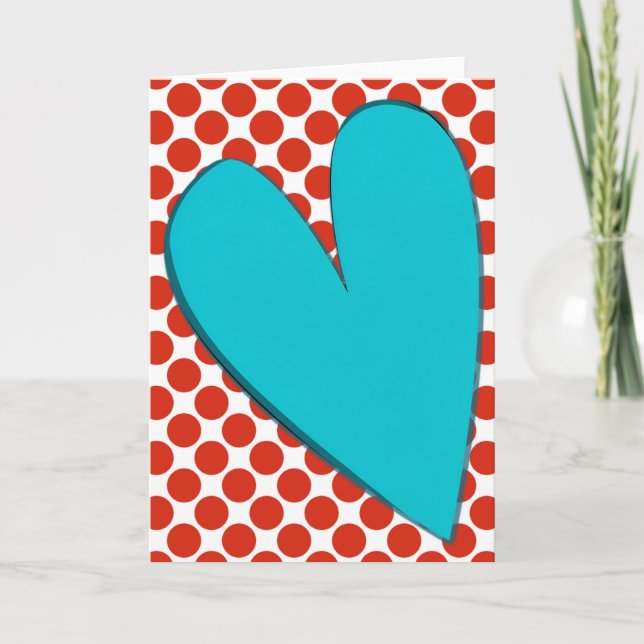 Cute Heart Art Retro Style Note Card (Front)