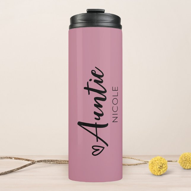 Cute Heart Auntie Personalised Dusty Mauve Thermal Tumbler (Creator Uploaded)