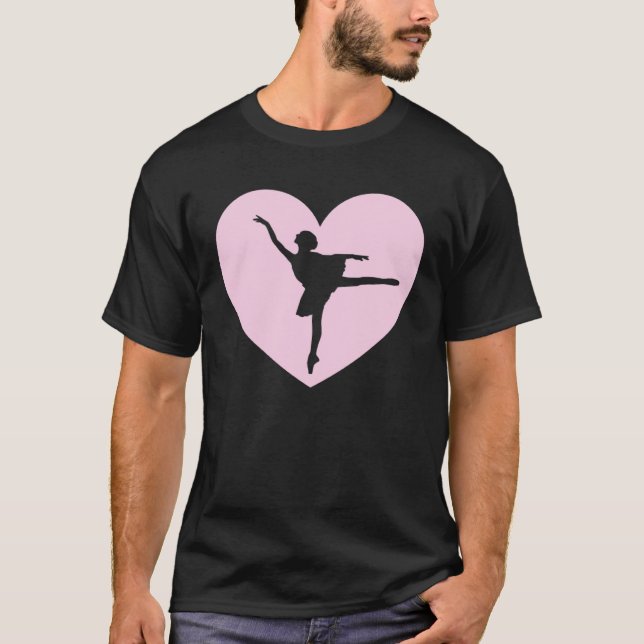 Cute Heart Ballet  Dancing Ballerina T-Shirt (Front)