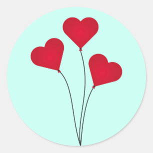 Cute Heart Balloons Classic Round Sticker