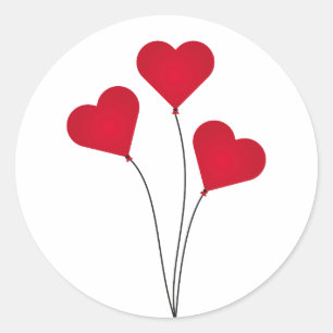 Cute Heart Balloons Classic Round Sticker