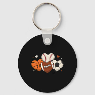 Cute Heart Baseball Basketball Football Soccer Fan Key Ring