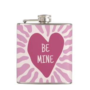Cute heart be mine personalised valentine's day hip flask