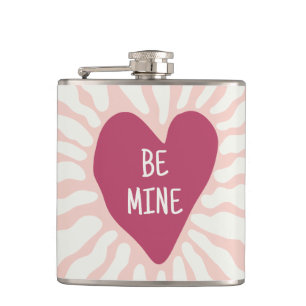 Cute heart be mine personalised valentine's day hip flask