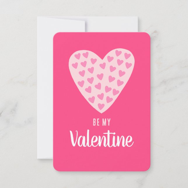 Cute Heart "Be My Valentine" Personalised Name Card (Front)
