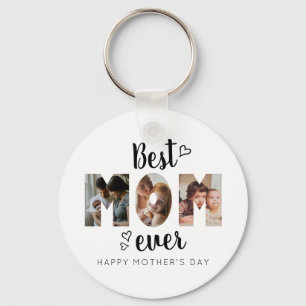 Cute Heart Best Mum Ever 3 Photo Collage Key Ring