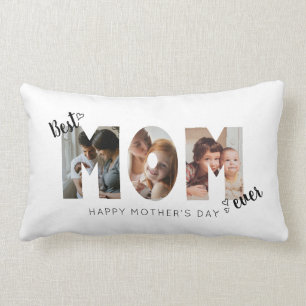Cute Heart Best Mum Ever 3 Photo Collage Lumbar Cushion