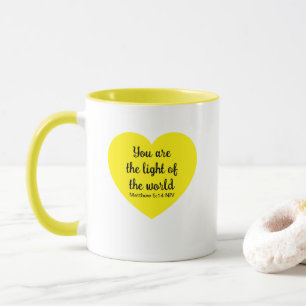 Cute Heart Bible Verse Words of Jesus Yellow Mug
