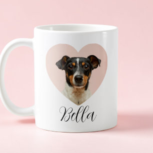 Cute Heart Black Script Custom Pet Photo Dog Lover Coffee Mug