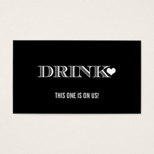 Cute Heart Black & White Wedding Drink Ticket