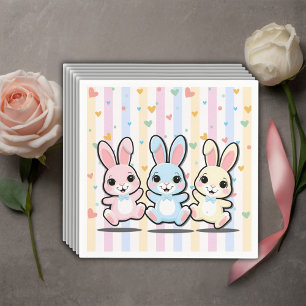 Cute Heart Bunny Hoppers Baby Shower Napkin