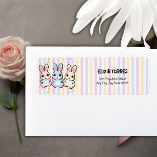 Cute Heart Bunny Hoppers Baby Shower Return Address Label