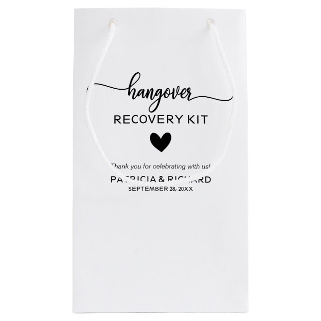 Cute Heart Calligraphy Wedding Hangover Kit Small Gift Bag (Back)