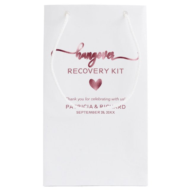 Cute Heart Calligraphy Wedding Hangover Kit Small  Small Gift Bag (Back)
