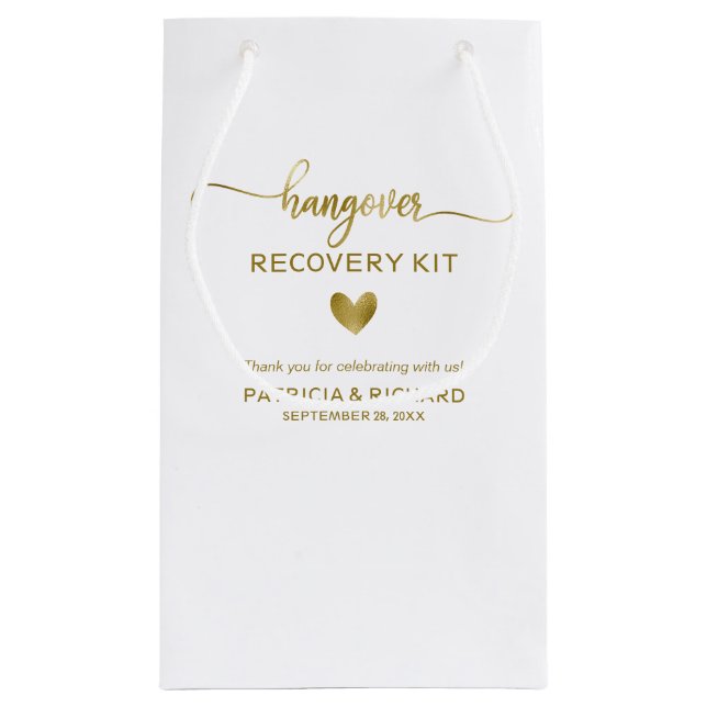 Cute Heart Calligraphy Wedding Hangover Kit Small  Small Gift Bag (Back)