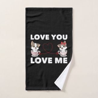 Cute Heart Cat Love Romantic Couple Kitten Gift Hand Towel