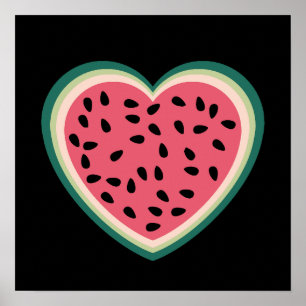 cute heart colourful palestine Watermelons Poster
