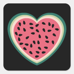 cute heart colourful palestine Watermelons Square Sticker