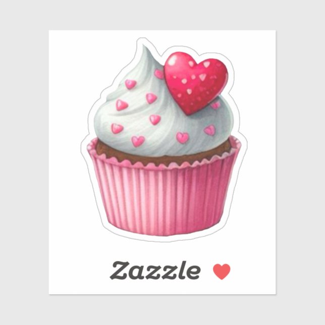 Cute Heart Cupcake (Sheet)