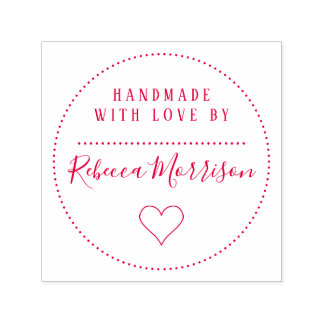 Cute Heart | Custom Name Script Handmade With Love Self-inking Stamp