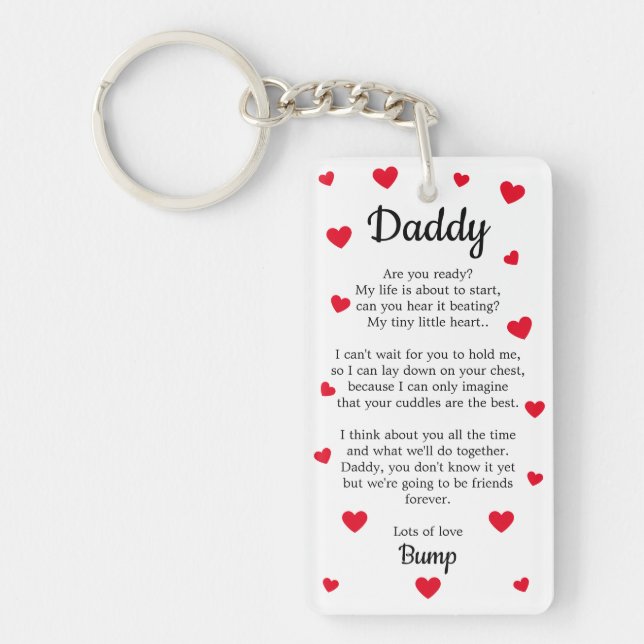 Cute Heart Daddy to be Bump Poem Key Ring (Front)