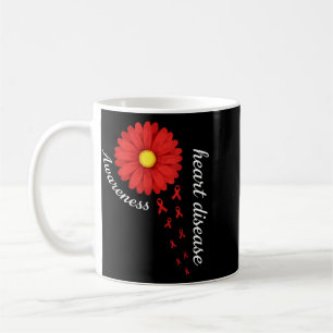 Cute Heart Disease Awareness Shirt Red Ribbon Coffee Mug