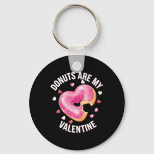 Cute Heart Donut With Pink Frosting Valentine's Da Key Ring