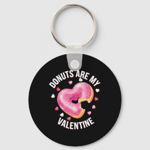 Cute Heart Donut With Pink Frosting Valentine's Da Key Ring