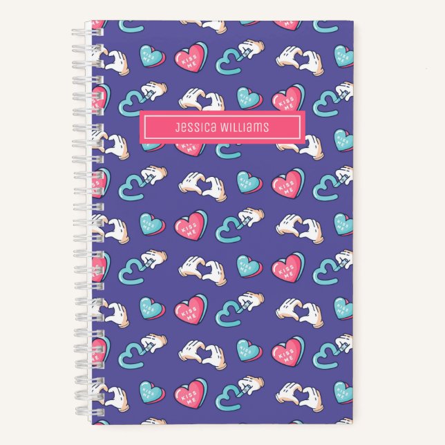 Cute Heart Doodle Pattern Retro Teen Love Purple Notebook (Front)