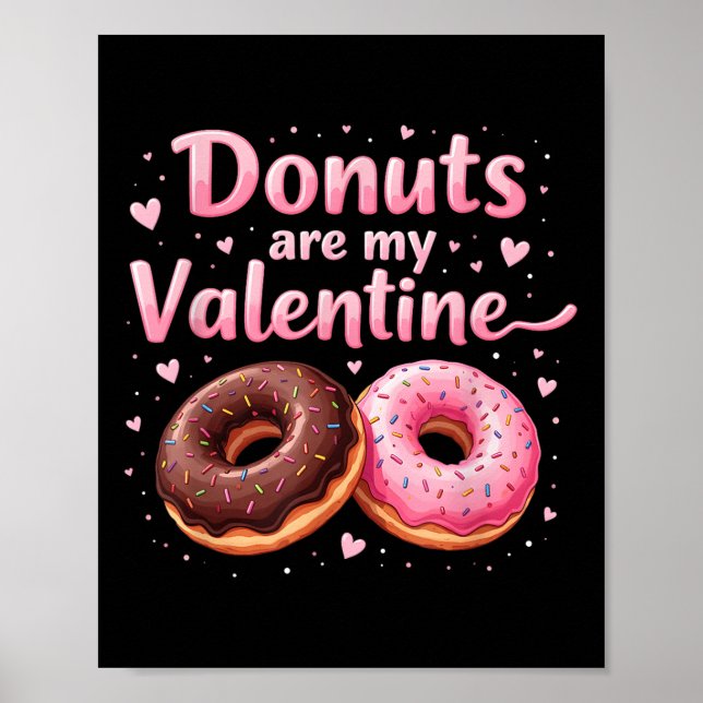 Cute Heart Doughnut With Pink Frosting Doughnuts A Poster (Front)