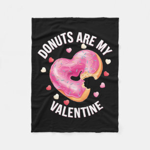 Cute Heart Doughnut With Pink Frosting Valentine's Fleece Blanket