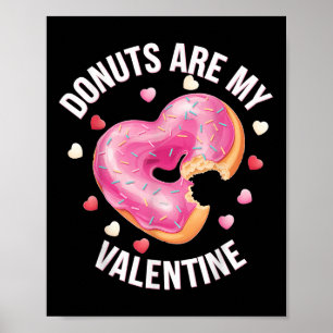 Cute Heart Doughnut With Pink Frosting Valentines Poster