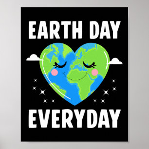 Cute Heart Earth Kids Teachers Earth Day Everyday Poster