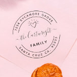 Cute Heart & Elegant Script Family Return Address Rubber Stamp<br><div class="desc">Are you looking for a mailing accessory for your family's correspondence? We'll we've got it sorted for you with this amazing family return address stamp. This design features a hand-lettered style script for your family name with your return address around the outside. We've also placed an adorable heart above the...</div>
