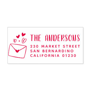 Cute Heart Envelope Modern Name & Return Address Self-inking Stamp