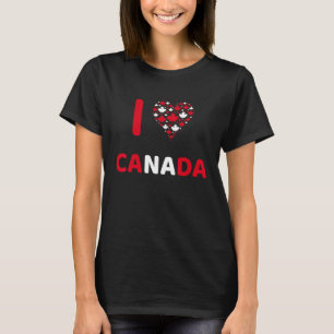 Cute Heart Filled with Canadian Maple Leaf I Love  T-Shirt