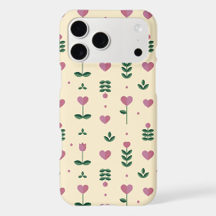 Cute Heart Flower Motif Cream Pattern