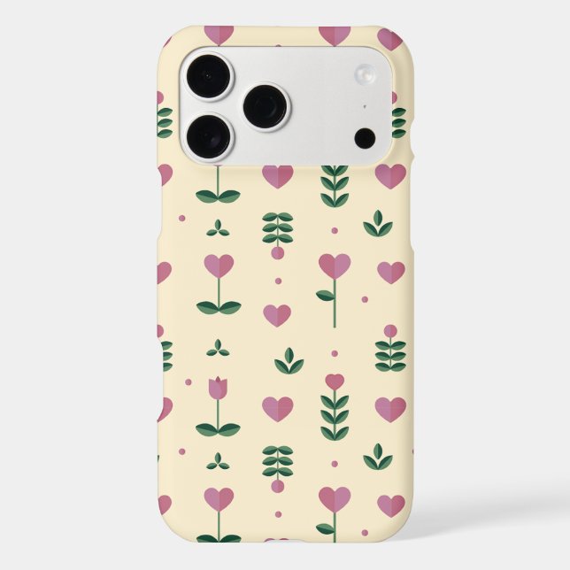 Cute Heart Flower Motif Cream Pattern (Back)