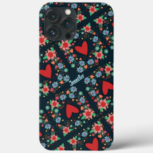 Cute Heart Flowers Girly Fun Custom Inspirivity  iPhone 13 Pro Max Case