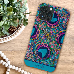 Cute Heart Flowers Girly Fun Custom Pattern iPhone 13 Pro Max Case