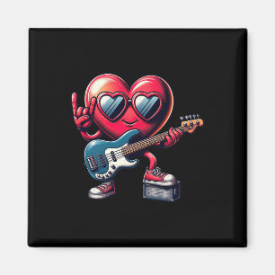 Cute Heart Guitar Players Kids Mens Guitar Valenti Magnet