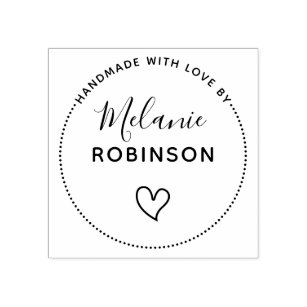Cute Heart | Handmade With Love By Custom Name Rubber Stamp