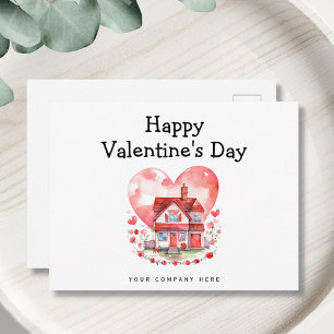 Cute Heart House Valentine's Day Real Estate Holiday Postcard