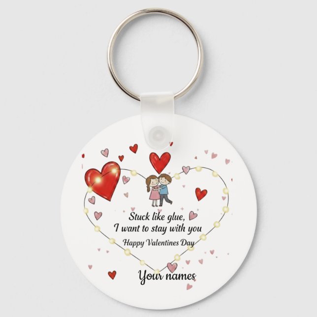 Cute heart illusration key ring (Front)