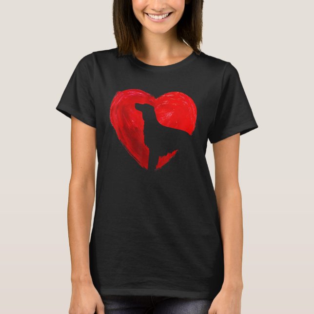 Cute Heart Irish Setter Dog Valentines Day Puppy T-Shirt (Front)