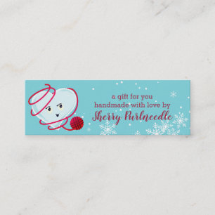 Cute heart knitting crochet yarn Christmas to from Mini Business Card