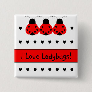 Cute Heart Ladybug Customisable Button